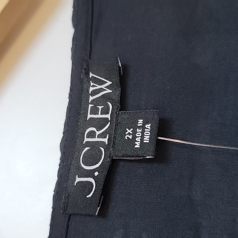 J. Crew Black Eyelet Lace-Trim Button Front Blouse - Picture 3 of 12